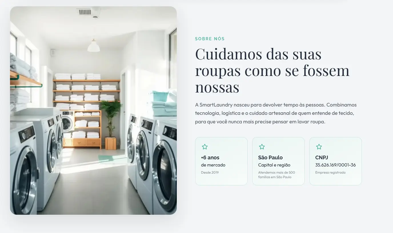 Seção sobre nós da SmartLaundry